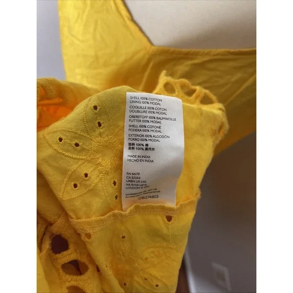 By Anthropologie Yellow Tallulah Eyelet Mini Dress XL - Picture 9 of 9